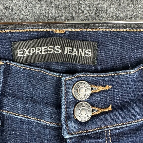 Express Jeans Womens 8 Cropped Legging Mia Mid Rise Dark Wash Cotton Stretch - Picture 4 of 8